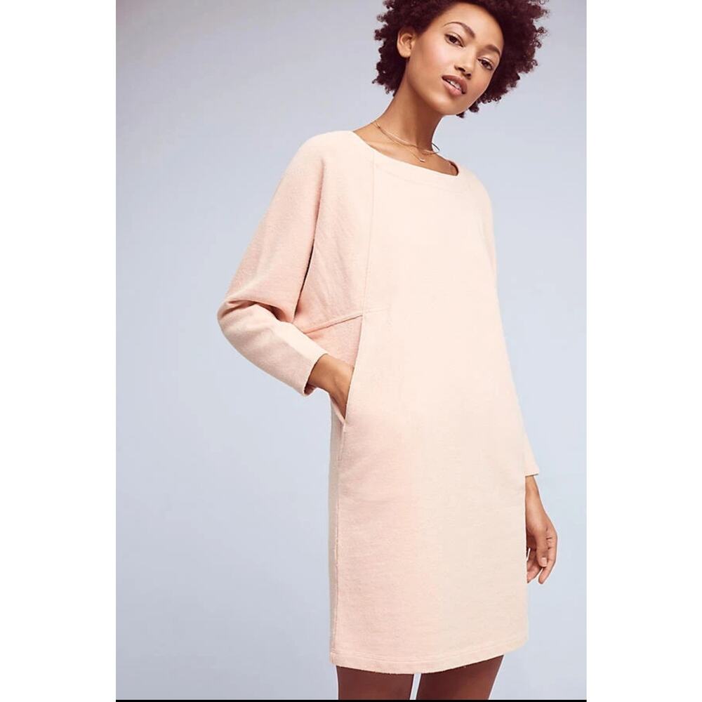 NWT Holding Horses Anthropologie Textured Sweatshirt Dress Peach Size Small